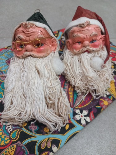 Pair vintage santa claus head - claus,