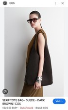COS Serif Suede Leather Shoulder Bag Chocolate Brown BNWT