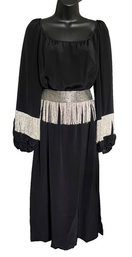 Vtg 1970s black - black, silk