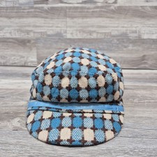 Newsboy Blue White Brown Hat