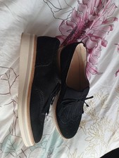 Suede Brogues From Deichmann, White Rubber Soles, Elasticated Top, Size 7