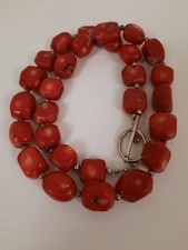  Vintage Coral Coloured Dyed Sea Bamboo Necklace