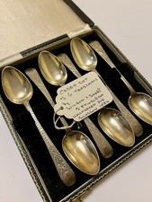 Cased Set of 6 Victorian Sterling Silver Teaspoons – Wilson & Sharp, 1884