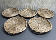 Vintage X5 Round Woven Wicker Placemat/ Paper Plate Holders/ Plate Charger 24cm