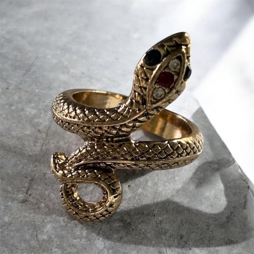 Rhinestone serpent snake ring - rhinestone,