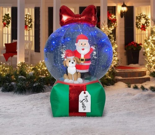 Led santa dog snow - 6.5',