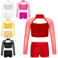 Kids Girls Dancewear Show Shirt And Bottoms Modern Outfit Hip Hop Tracksuit