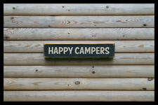 happy campers VINTAGE style solid wood sign Wall Plaque antique old retr