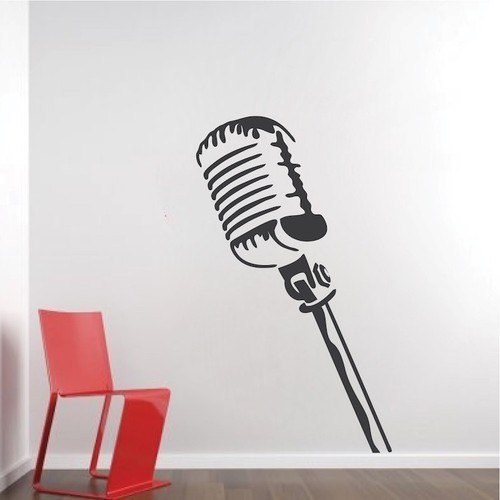 Microphone wall decal music - microphone,