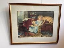 The Rivals Framed Vintage Print by  Charles Burton Barber 21”x 17” pre owned