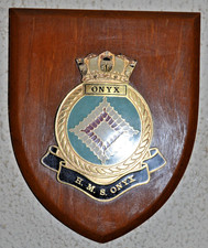 Vintage HMS Onyx shield plaque