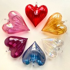 Handmade Glass Heart Ornament/Christmas Decoration - Various Colours - Gorgeous!