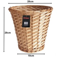 2 X WICKER WILLOW ROUND BASKET STORAGE BINS WASTE PAPER BATHROOM COUNTRY STYLE