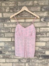 Fabindia Neer strappy top XS baby pink block print fabric Indian 100% cotton