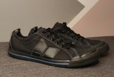 Macbeth Black / Blue Stripe Eliot Vegan Shoes Blink 182 Punk UK 6.5