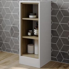 White Gloss Freestanding Bathroom Open Shelf Unit - 300mm Modern Storage