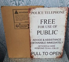 Metal/Tin 8x12 inches approx. Vintage Style Police Phone Box Tardis Dr Who Sign