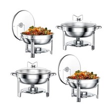 Chafing Dishes for Buffet Set: 100% Pre-installed Chafers for Catering - Roun...