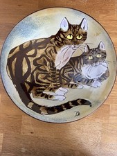Chelsea Pottery Two Tabby Cats Studio Large Hanging Bowl Joyce Morgan