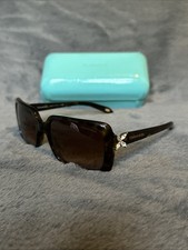 Tiffany and Co Women's Sunglasses Crystal Flower Frames Brown Tortoise