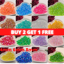 4mm - 8mm Rainbow Acrylic Crystal Beads Top Quality  Gems DIY Jewellery UK Stock