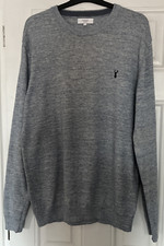 Mens Size Large Next Mock Shirt Jumper Grey & Blue - Good Condition