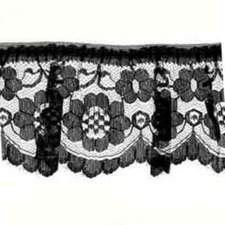 Gathered Lace Black Width 70mm