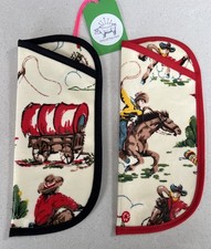 Cath Kidston Cowboy Sunglasses Case Red / Black Trim Oilcloth Handmade Rare