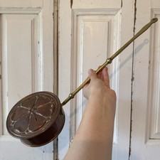 Vintage Copper Bed Warmer With Brass Handle