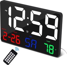 Digital Wall Clock, 11.5" Large Display With Wireless Remote Control