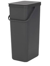 Brabantia Sort & Go 40L Grey Recycling Bin – Handle, Stay-Open Lid, Easy Clean
