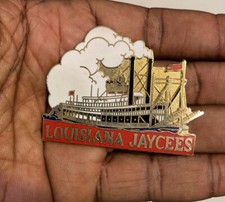 Louisiana Jaycees Delegate 1983 Stern River Boat Gang Plank Ship Lapel Pin