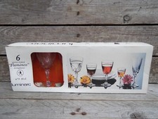 Vintage Set of 6 French Luminarc Flamenco Stemglasses Dessert Wine Glasses Boxed