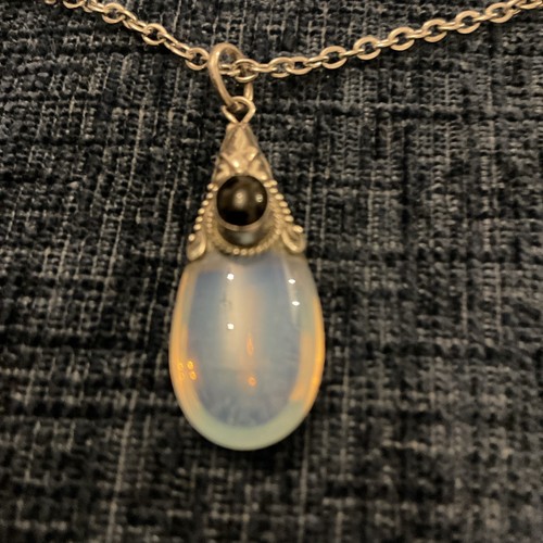 Silver opal pendant with - silver,