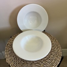 Terence Conran Pasta / Soup Bowl x 2 - 9” Diameter - White - Wide Rimmed