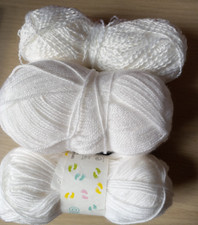 3 Part Balls of Baby Wool DK in White-Stylecraft Bambino 48gr /other balls 119gr