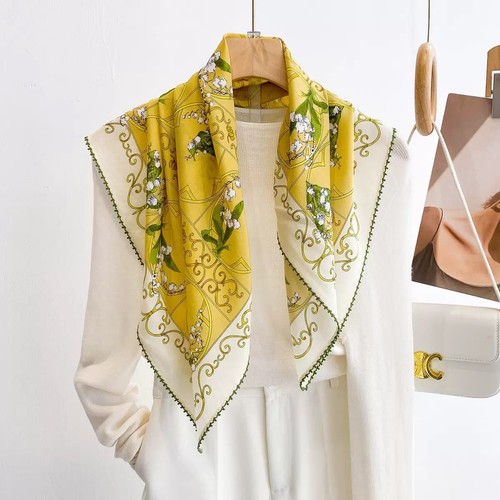 Mulberry silk scarf yellow - silk,