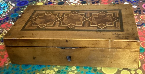 Antique inlaid wooden box - antique,
