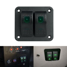 2 Gang Green LED Light Rocker