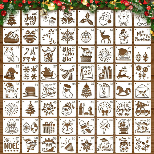 64pcs small christmas stencils - christmas,