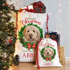 Blonde Labradoodle Christmas Sack Personalised Dog Xmas Santa Bag Doodle DWS39