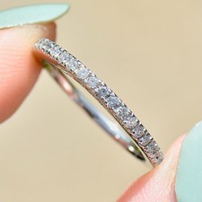 Tolkowsky 18ct White Gold Half Eternity Diamond Stackable Band