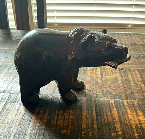 Wood bear figurine - wood,