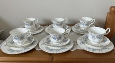 ROYAL KENT TRENTSIDE BONE CHINA TRIOS X6 CUPS SAUCERS TEA PLATES VGC