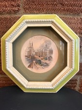 Vintage Fine Art Hexagonal Shadow Box Picture with Frame