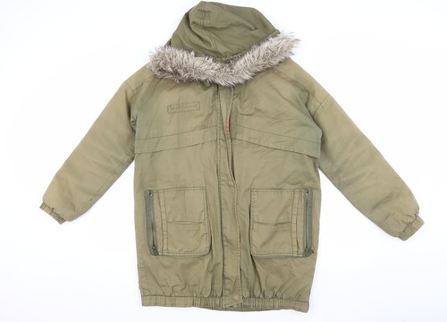 Zara unisex green parka - s, faux