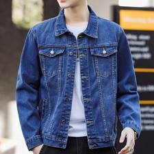 Men's Denim Jacket Classic Trucker Jeans Western Style Cotton Button Up Coat