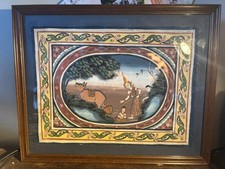 Thai Ramayana Scene Painting on Cotton Kittisak Limserbchaur SIGNED