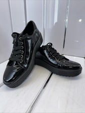 Ladies Rieker Patent Leather Trainers Size 3, Lace & Zip Up For Ease, Beautiful