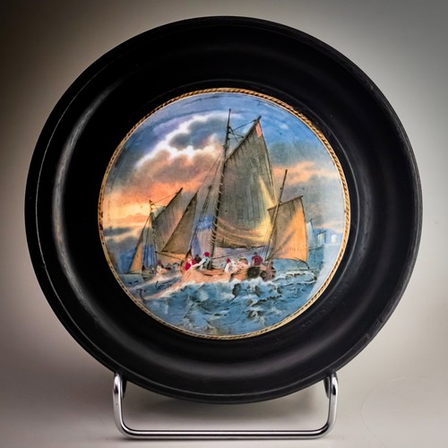 Victorian prattware pot lid - victorian,